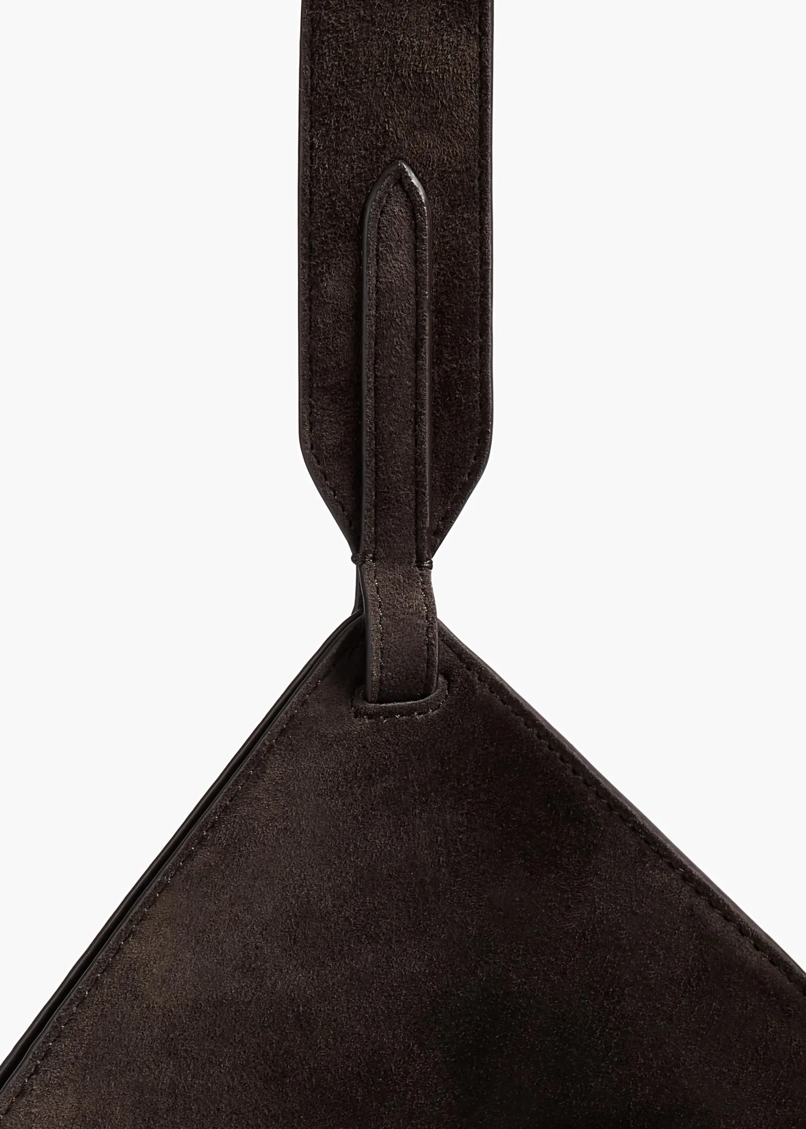 Khaite Top Handle|Totes-Mini Lotus Tote in Dark Brown Suede