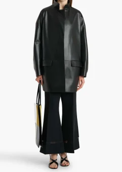 Khaite Leather|Outerwear & Coats-Mura Coat in Black Leather