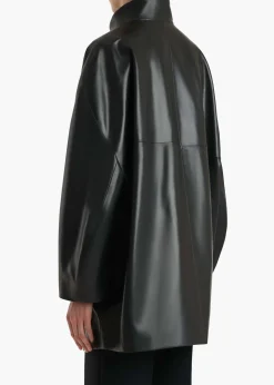 Khaite Leather|Outerwear & Coats-Mura Coat in Black Leather