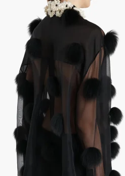 Khaite Shirts & Tops-Naomi Top in Black with Fur Dot Embroidery