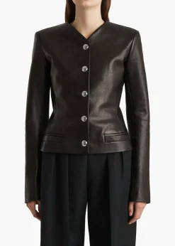 Khaite Leather|Jackets-Nara Jacket in Black Leather