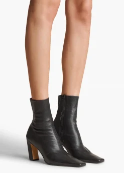 Khaite Boots-Nevada Stretch High Boot in Black Nappa Leather