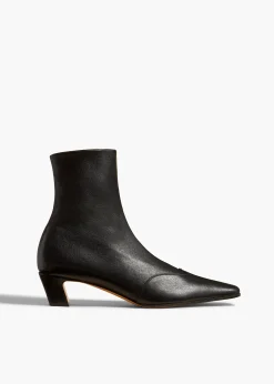 Khaite Boots-Nevada Stretch Low Boot in Black Nappa Leather