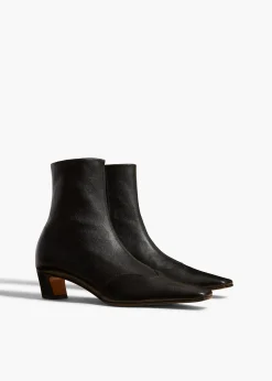 Khaite Boots-Nevada Stretch Low Boot in Black Nappa Leather