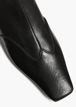 Khaite Boots-Nevada Stretch Low Boot in Black Nappa Leather