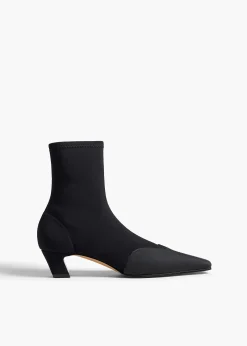 Khaite Boots-Nevada Stretch Low Boot in Black Nylon