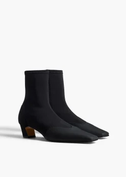 Khaite Boots-Nevada Stretch Low Boot in Black Nylon