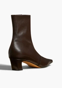 Khaite Boots-Nevada Stretch Low Boot in Dark Brown Nappa Leather