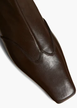 Khaite Boots-Nevada Stretch Low Boot in Dark Brown Nappa Leather