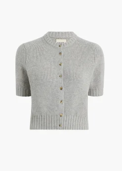 Khaite Knitwear-Nora Cardigan in Heather Grey