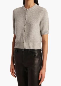 Khaite Knitwear-Nora Cardigan in Heather Grey