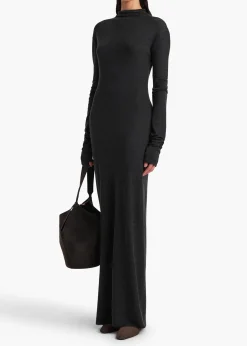 Khaite Dresses-Norla Dress in Charcoal Silk Cashmere Jersey