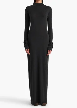 Khaite Dresses-Norla Dress in Charcoal Silk Cashmere Jersey