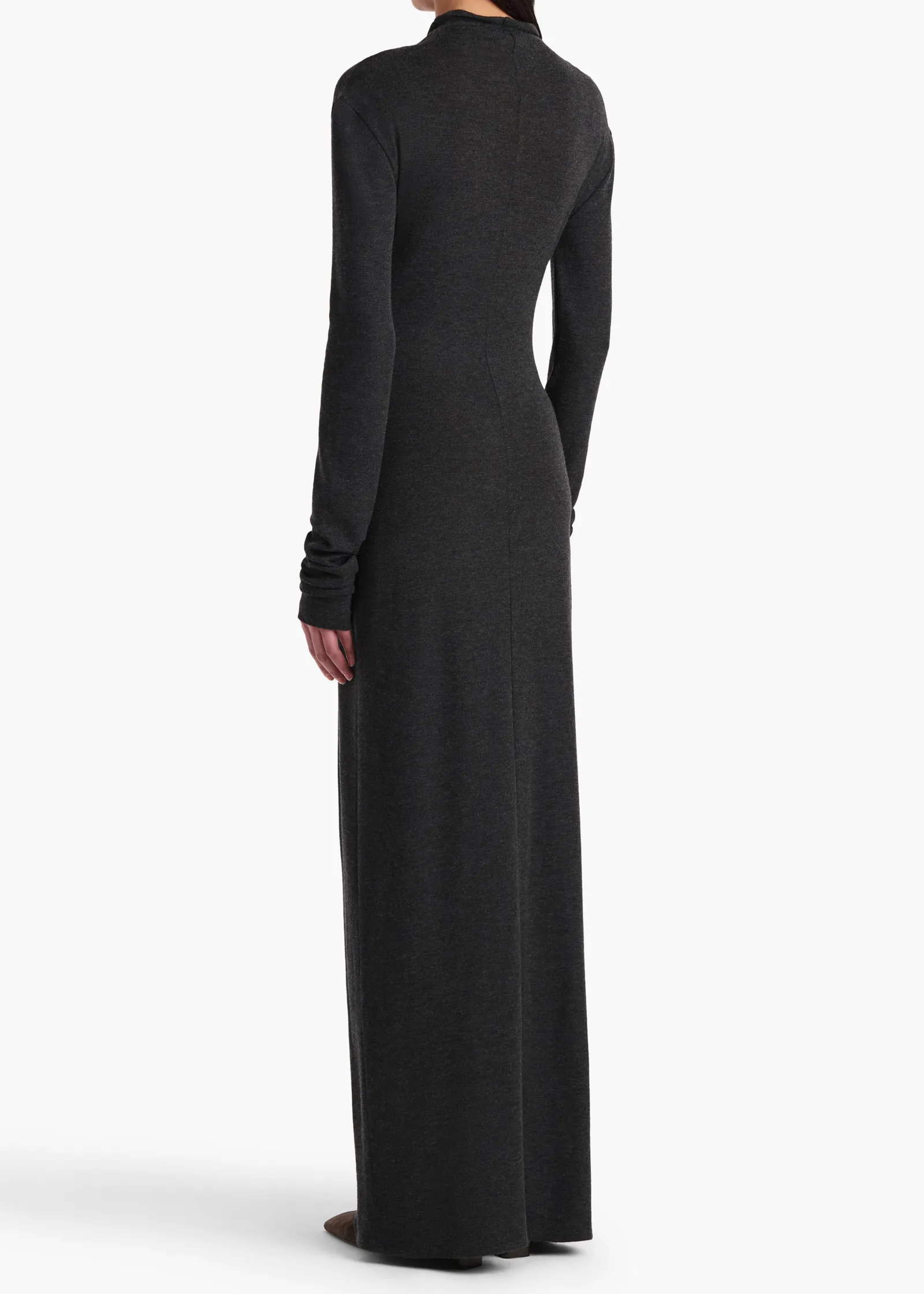 Khaite Dresses-Norla Dress in Charcoal Silk Cashmere Jersey
