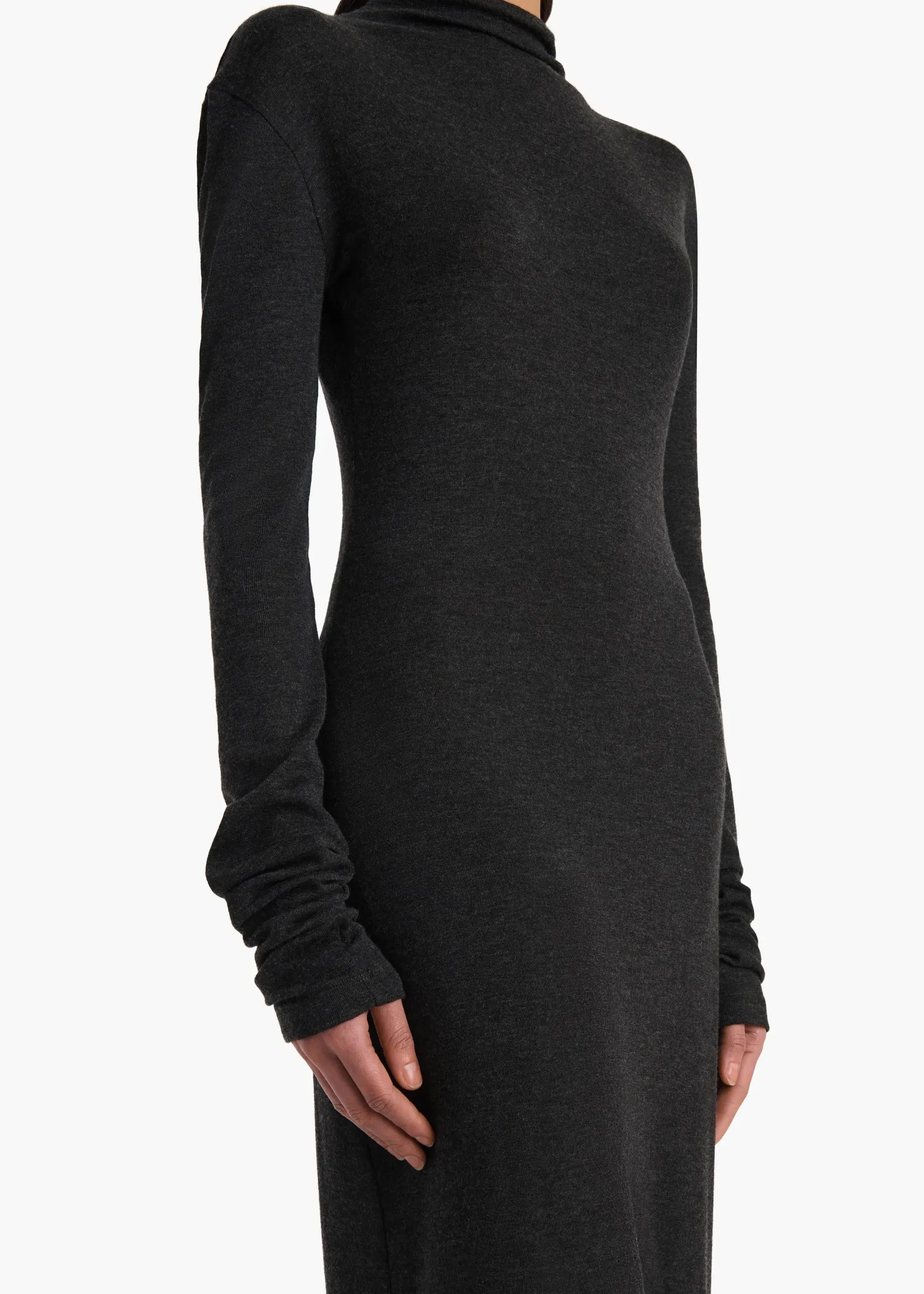 Khaite Dresses-Norla Dress in Charcoal Silk Cashmere Jersey