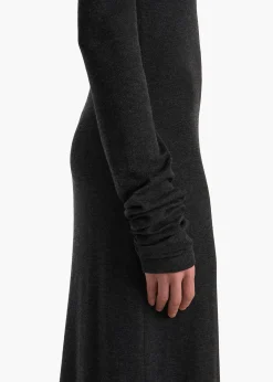 Khaite Dresses-Norla Dress in Charcoal Silk Cashmere Jersey
