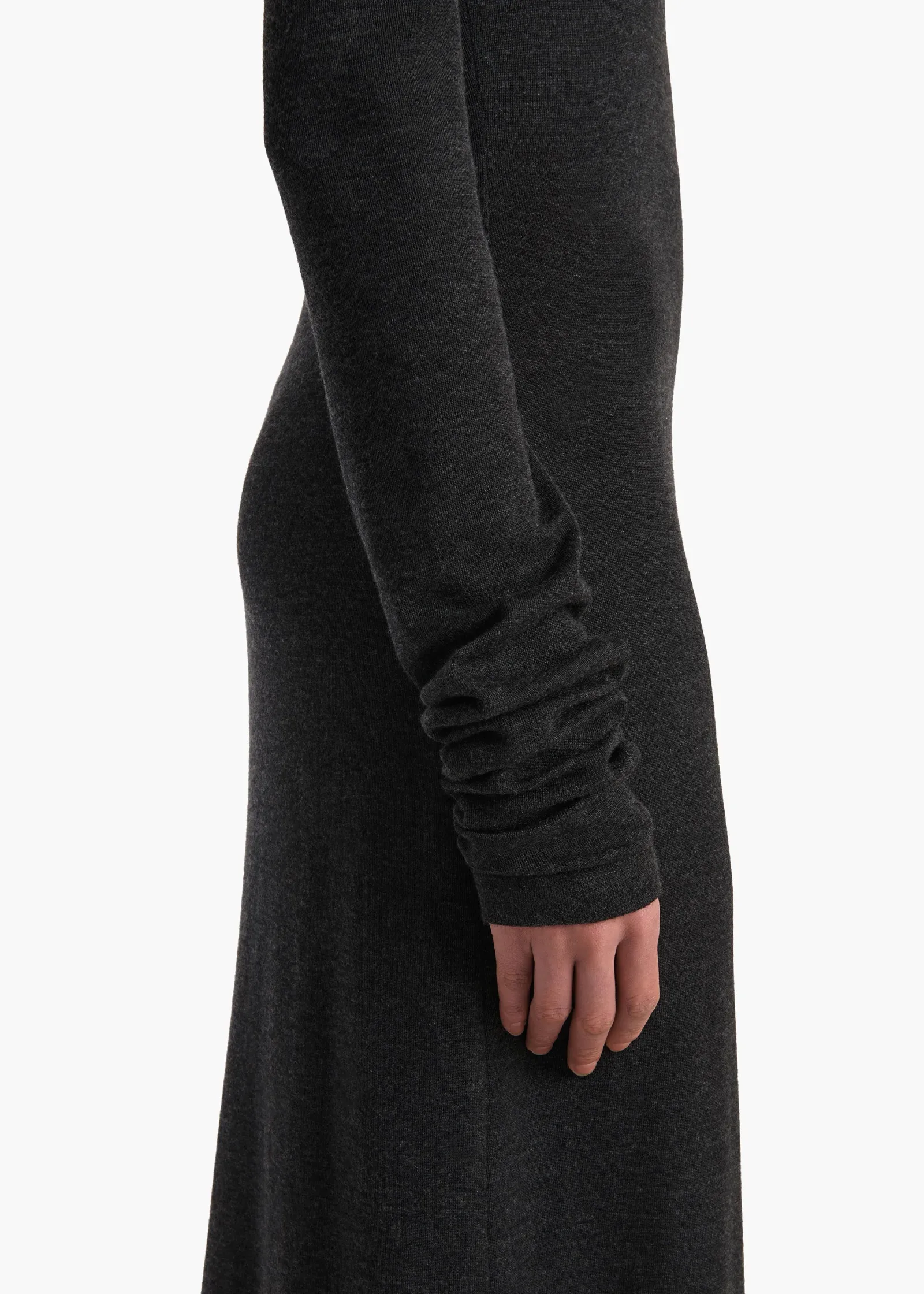 Khaite Dresses-Norla Dress in Charcoal Silk Cashmere Jersey