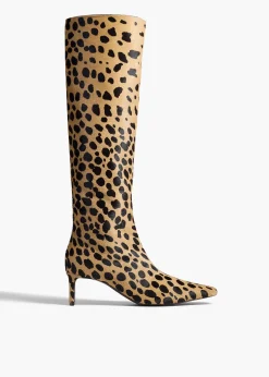 Khaite Boots-Ona Knee-High Boot in Hyena Print Haircalf