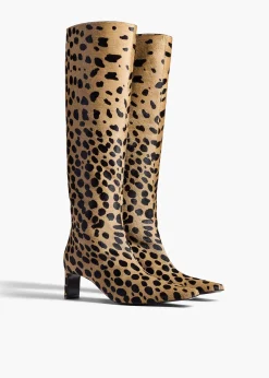 Khaite Boots-Ona Knee-High Boot in Hyena Print Haircalf