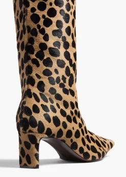 Khaite Boots-Ona Knee-High Boot in Hyena Print Haircalf