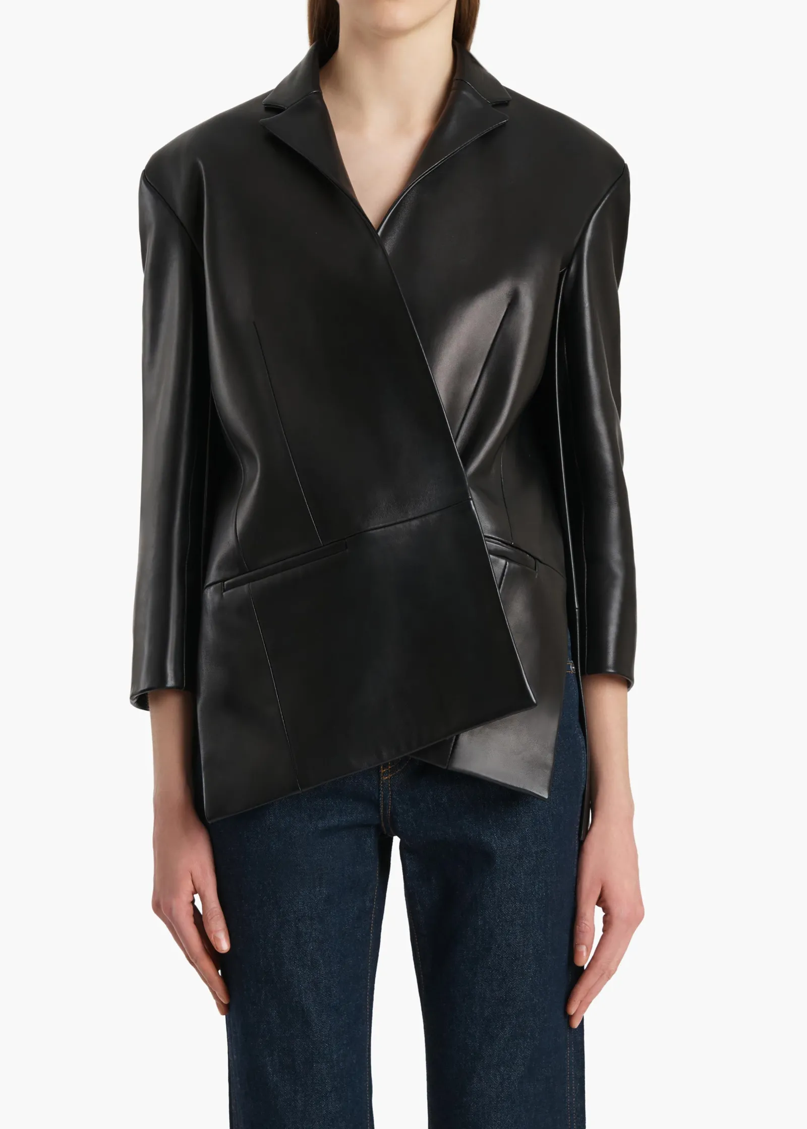 Khaite Leather|Jackets-Palto Jacket in Black Leather