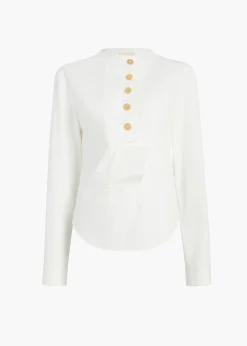 Khaite Shirts & Tops-Poe Top in Chalk
