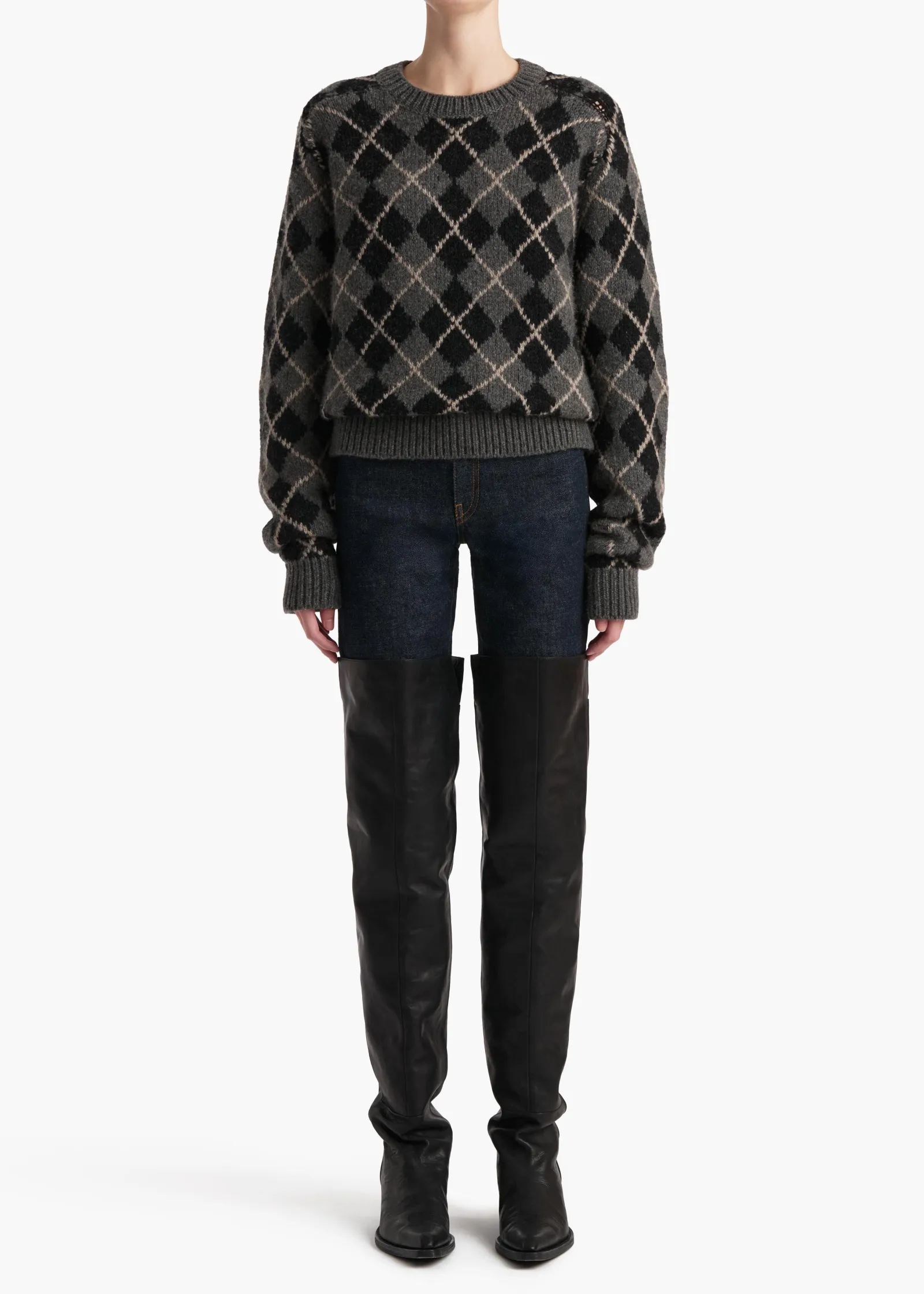 Khaite Knitwear-Pratt Sweater in Stone Multi