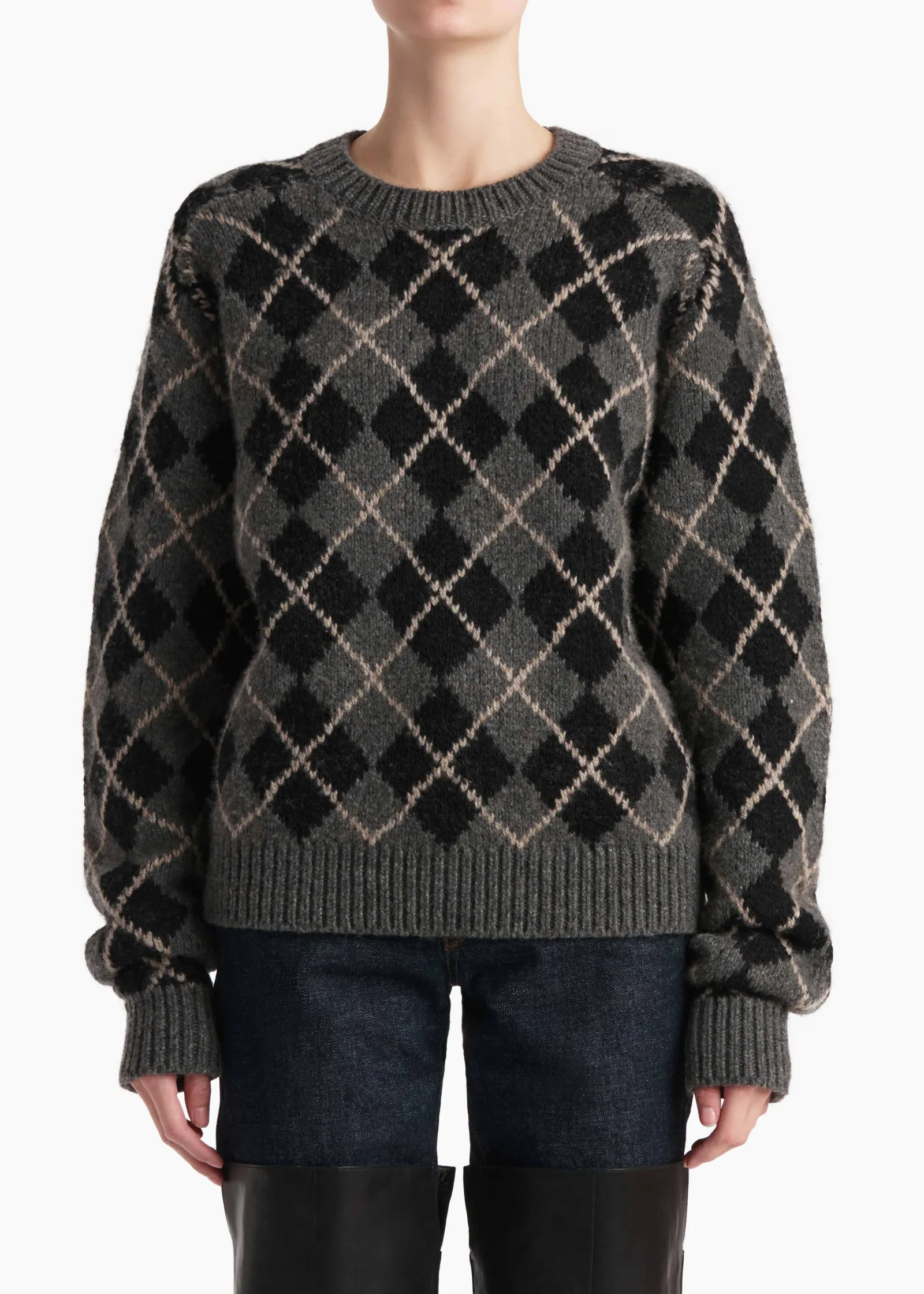 Khaite Knitwear-Pratt Sweater in Stone Multi