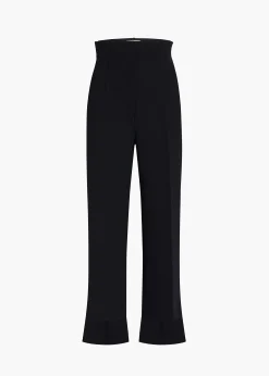 Khaite Pants-Rae Pant in Black Wool Silk