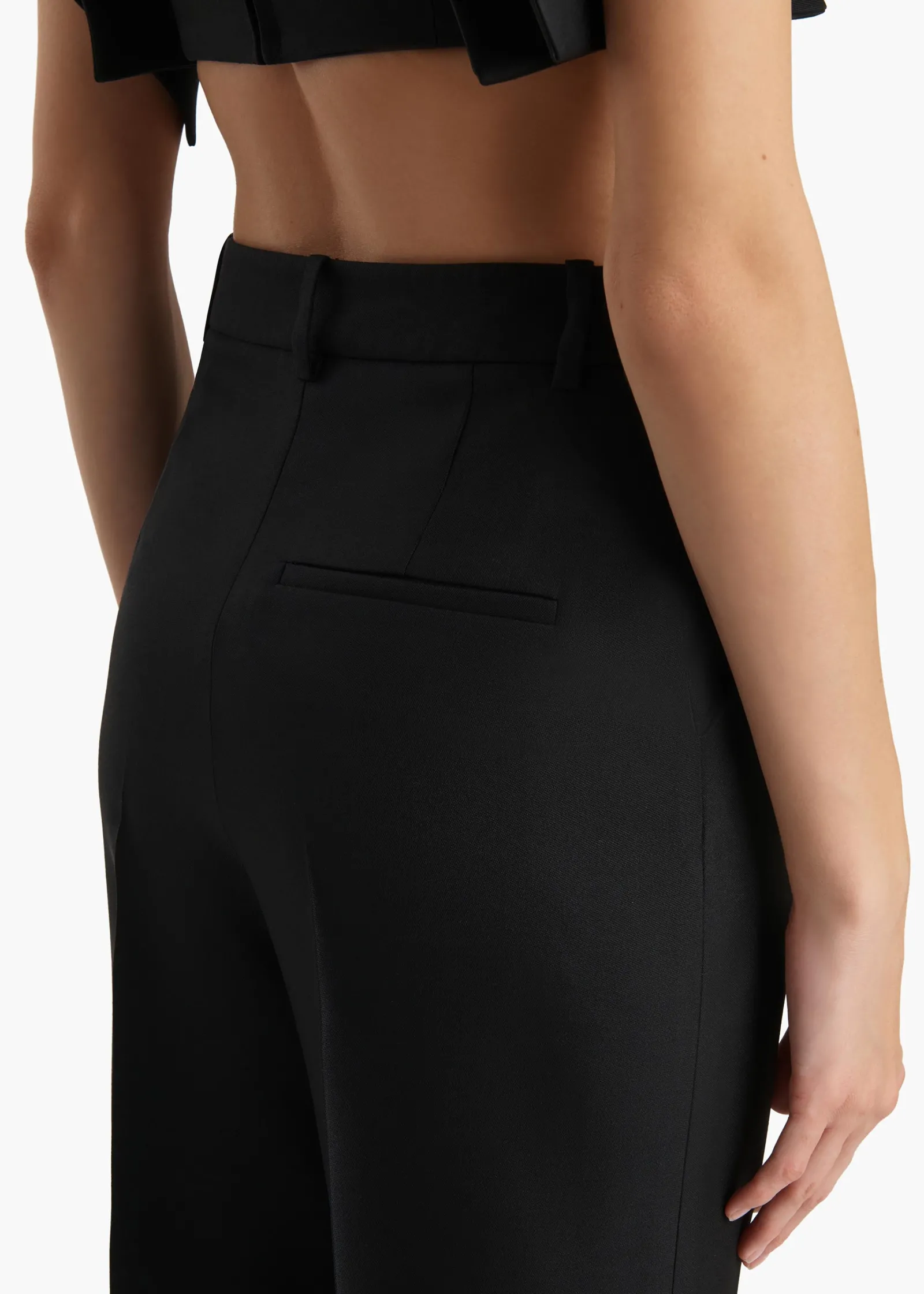 Khaite Pants-Rae Pant in Black Wool Silk