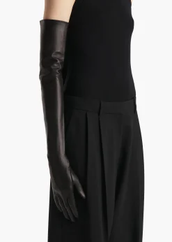 Khaite Soft Accessories-Remo Long Gloves in Black Leather