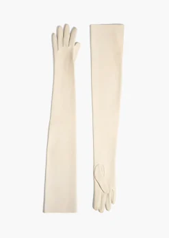 Khaite Soft Accessories-Remo Long Gloves in Cream Leather