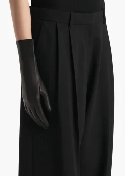 Khaite Soft Accessories-Remo Mid-Length Gloves in Black Leather