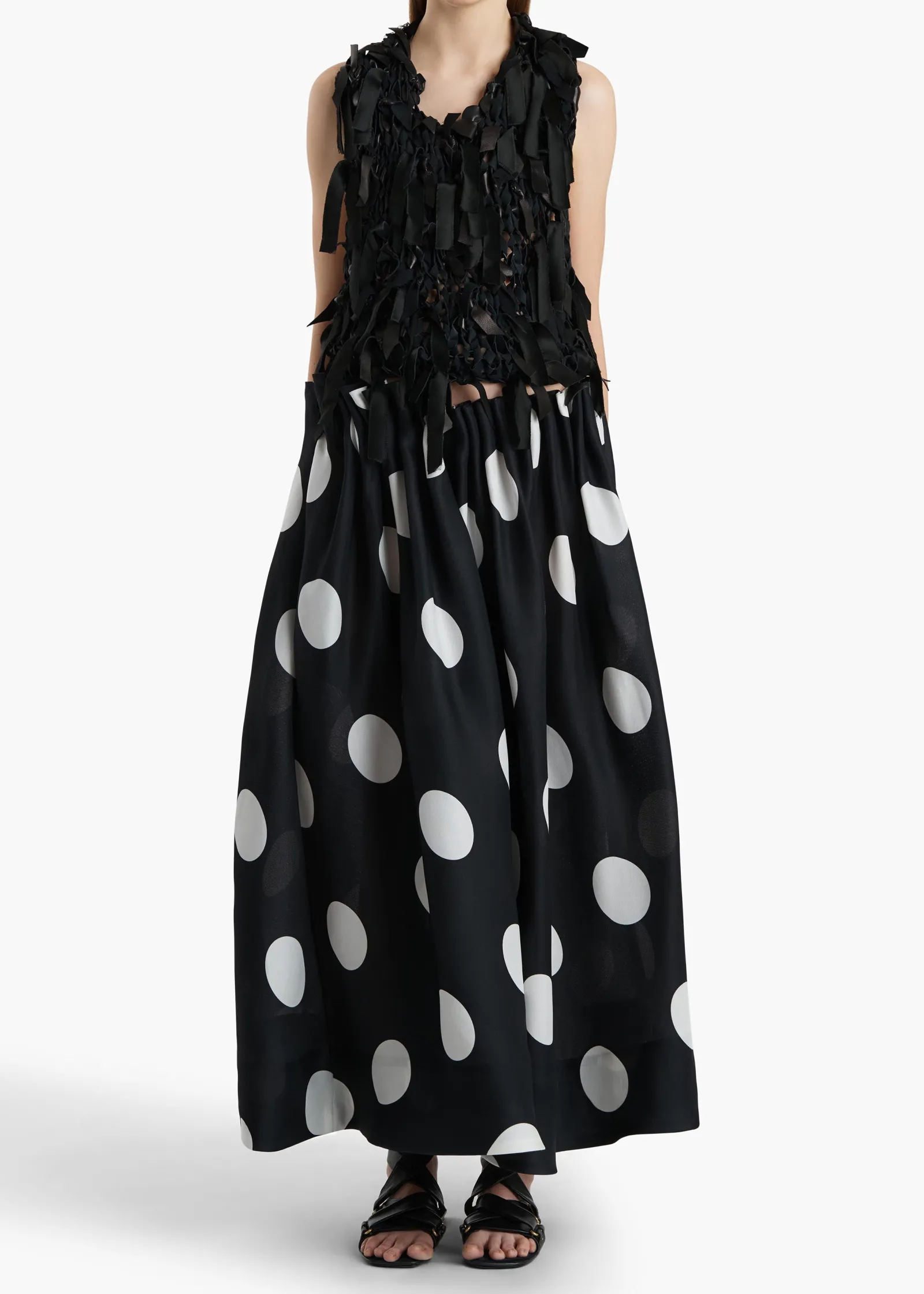Khaite Skirts & Shorts-Riley Skirt in Black with White Dots