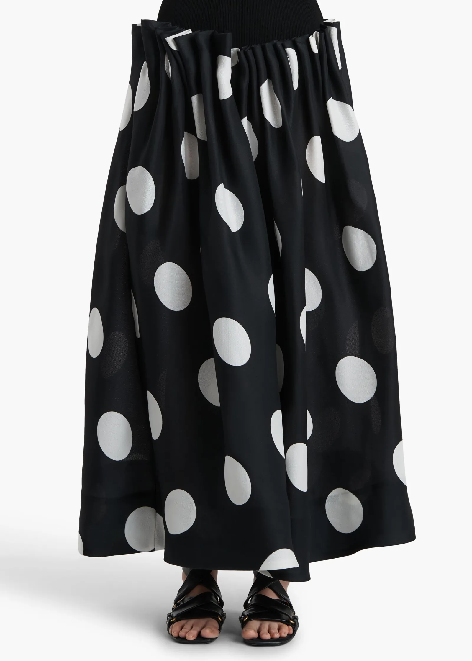 Khaite Skirts & Shorts-Riley Skirt in Black with White Dots