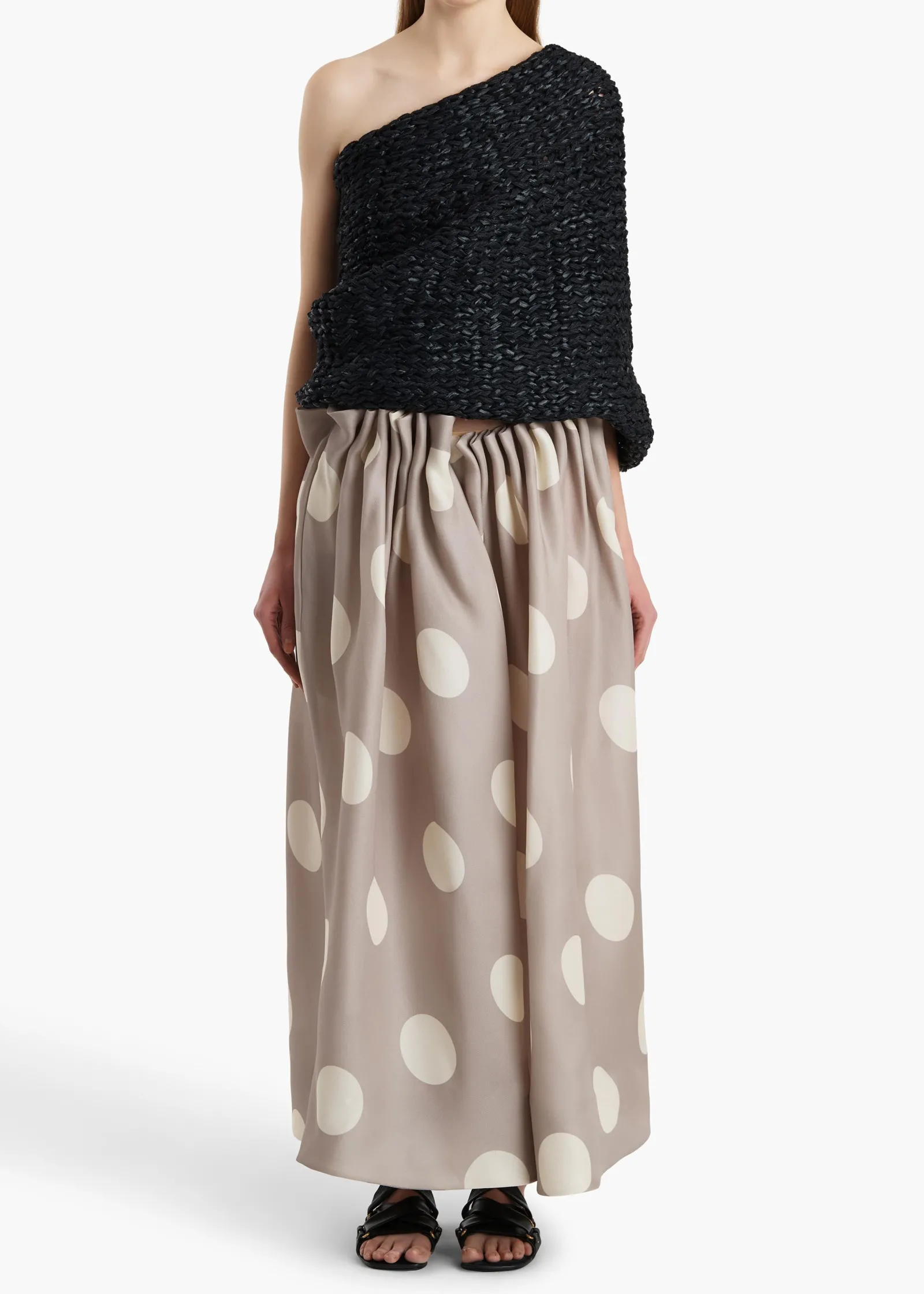 Khaite Skirts & Shorts-Riley Skirt in Tea Stain with White Dots
