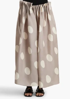 Khaite Skirts & Shorts-Riley Skirt in Tea Stain with White Dots