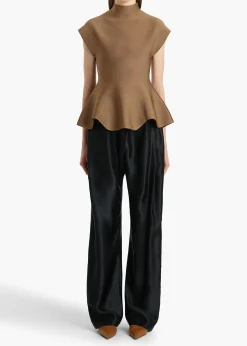 Khaite Pants-Rohen Pant in Black Satin