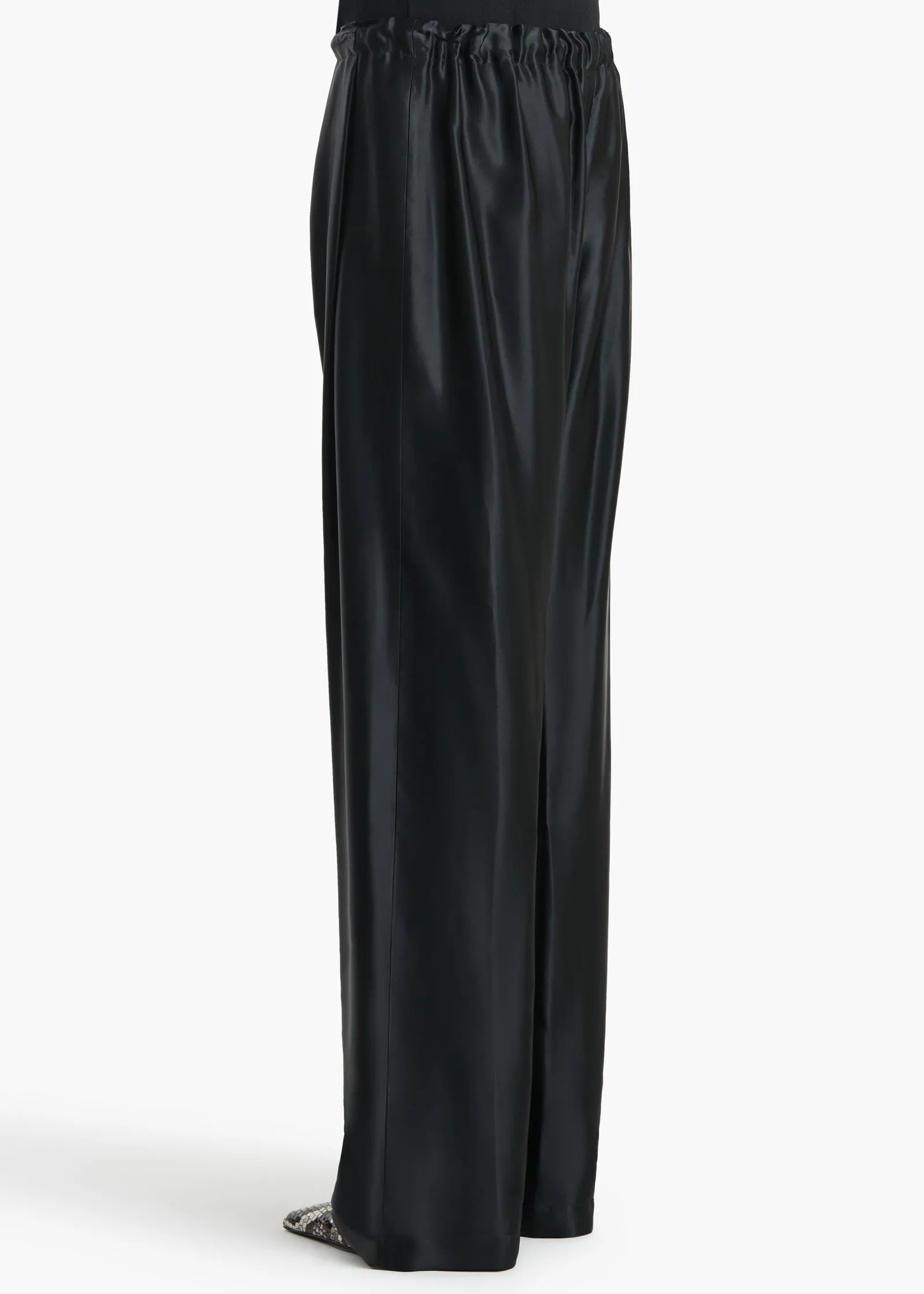 Khaite Pants-Rohen Pant in Black Satin