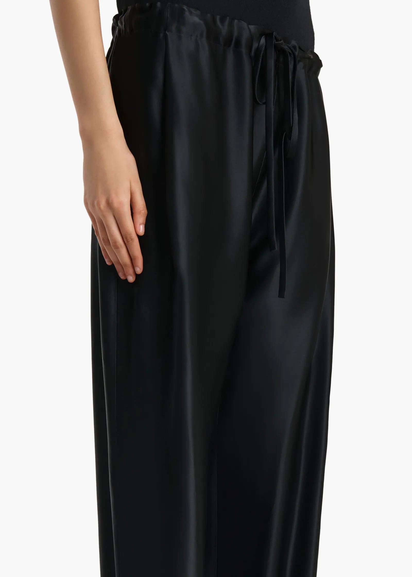 Khaite Pants-Rohen Pant in Black Satin