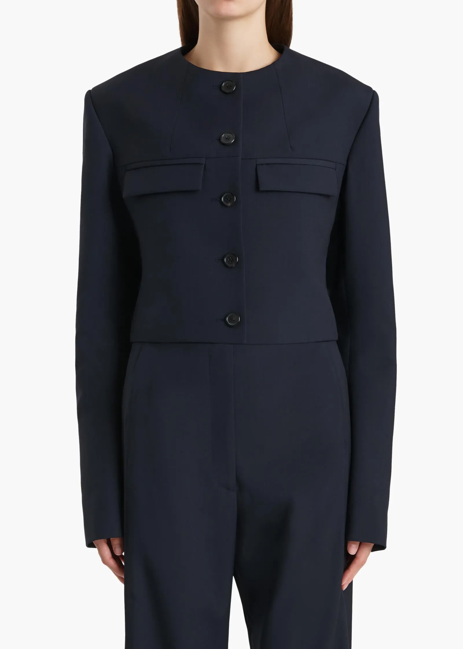 Khaite Leather|Jackets-Roto Jacket in Dark Navy