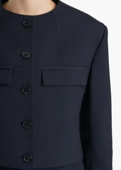 Khaite Leather|Jackets-Roto Jacket in Dark Navy