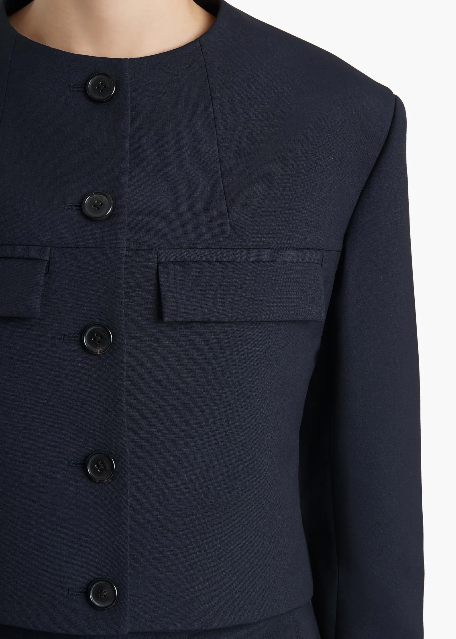 Khaite Leather|Jackets-Roto Jacket in Dark Navy