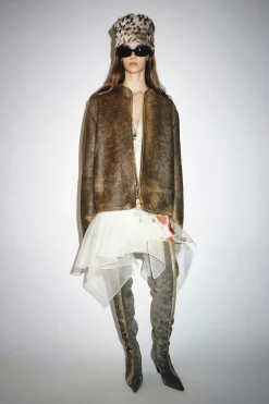Khaite Leather|Jackets-Ruban Jacket in Dark Brown Distressed Leather