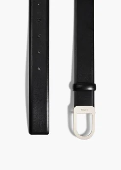 Khaite Belts-Saddle Belt in Black Leather with Silver