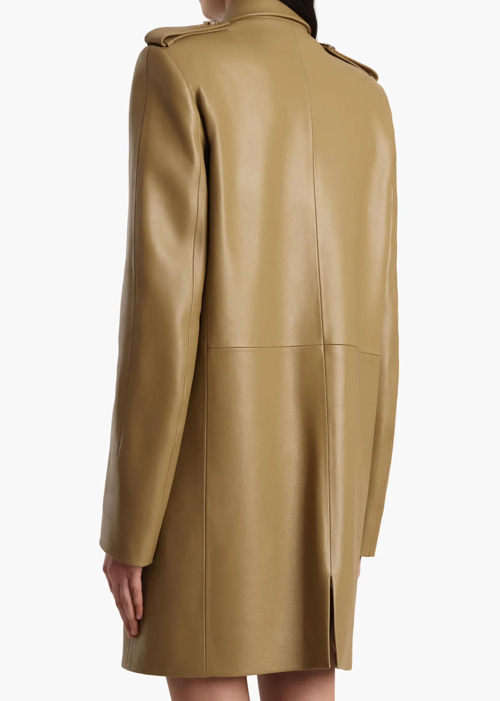Khaite Leather|Outerwear & Coats-Sadra Coat in Golden Ochre
