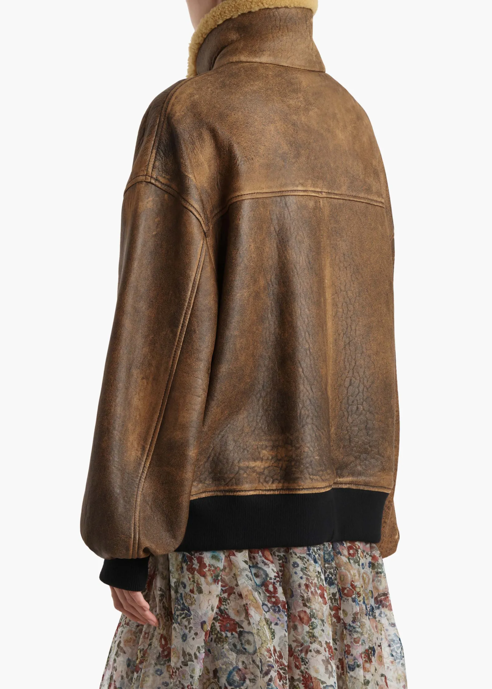 Khaite Leather|Outerwear & Coats-Sandor Jacket in Dark Brown Distressed Leather