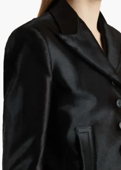Khaite Outerwear & Coats|Leather-Saraphina Jacket in Chocolate Haircalf