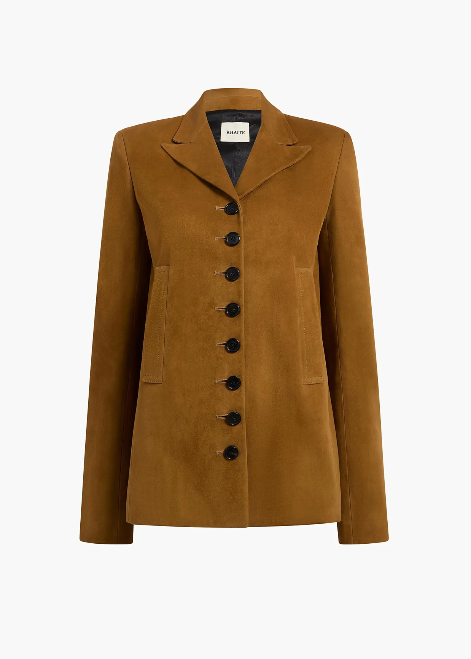 Khaite Outerwear & Coats|Leather-Saraphina Jacket in Toffee Suede