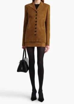 Khaite Outerwear & Coats|Leather-Saraphina Jacket in Toffee Suede